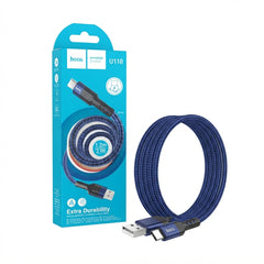Hoco U110 3A USB to Type-C Extra Durability Nylon Braided Charging Data Cable (1.2m)