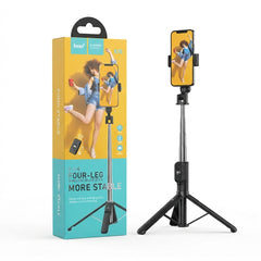 Hoco K18 Four-Leg Wireless Selfie Stick and Tripod Stand with Bluetooth Remote
