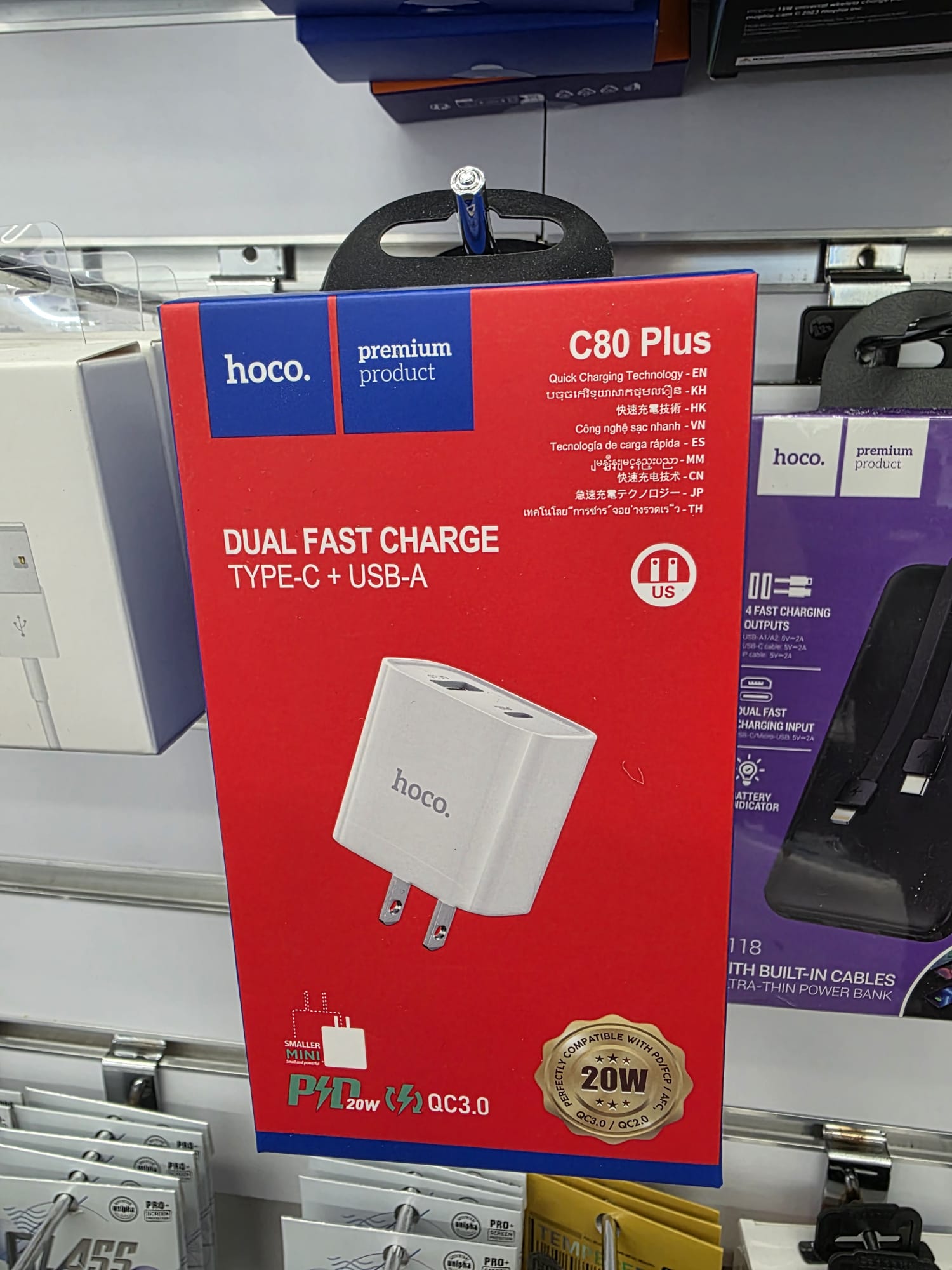 HOCO C80 Plus 20W Dual Fast Charger – USB-C + USB-A