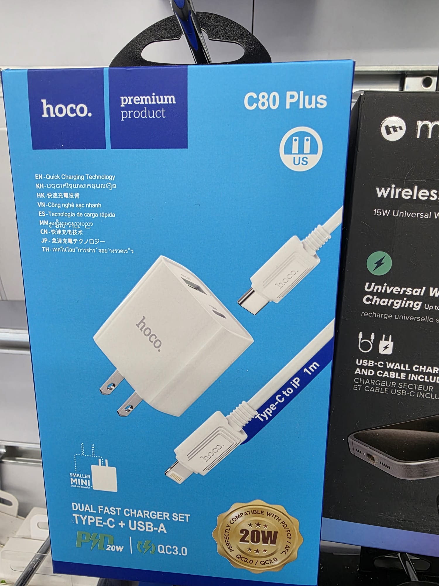 HOCO C80 Plus 20W Dual Fast Charger Set – USB-C + USB-A