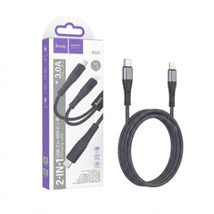 Hoco X123 2-in-1 USB-C to USB-C and IP Multi-Device Charging Cable (1m)