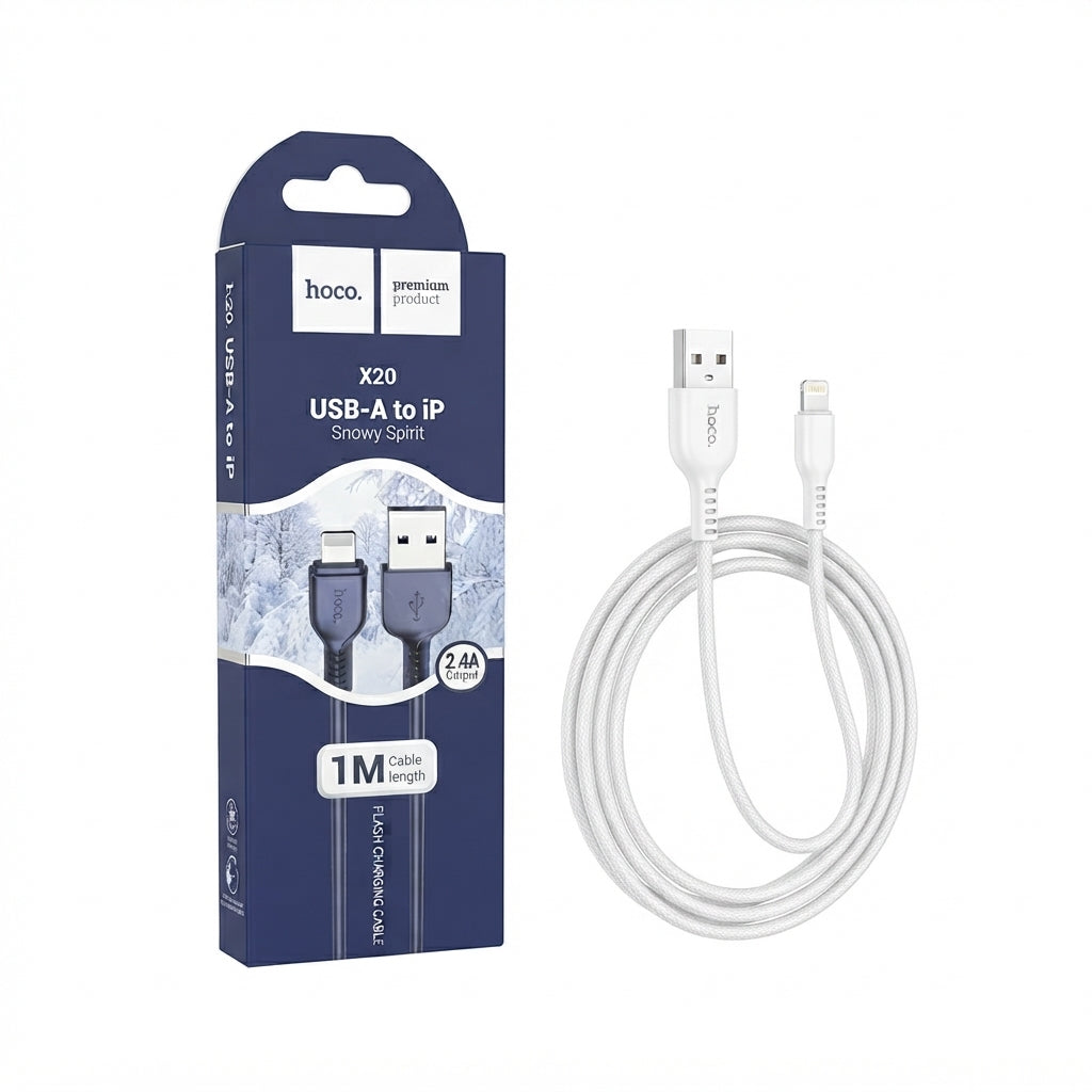 Hoco X20 Snowy Spirit USB-A to IP Charging and Data Cable (1m)