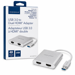 Insignia USB 3.0 to Dual HDMI Adapter – Dual Display 4K 30Hz – NS-PU32H4A-C