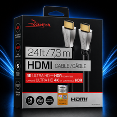 Rocketfish 24 ft 4K Ultra HD HDMI Cable – 18 Gbps, HDR Compatible