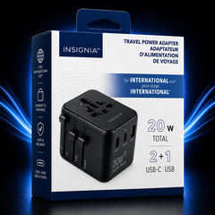 Insignia 20W Travel Power Adapter – 2 USB-C + 1 USB