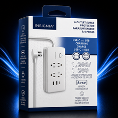 Insignia 4-Outlet Surge Protector with USB-C & USB – 6 ft