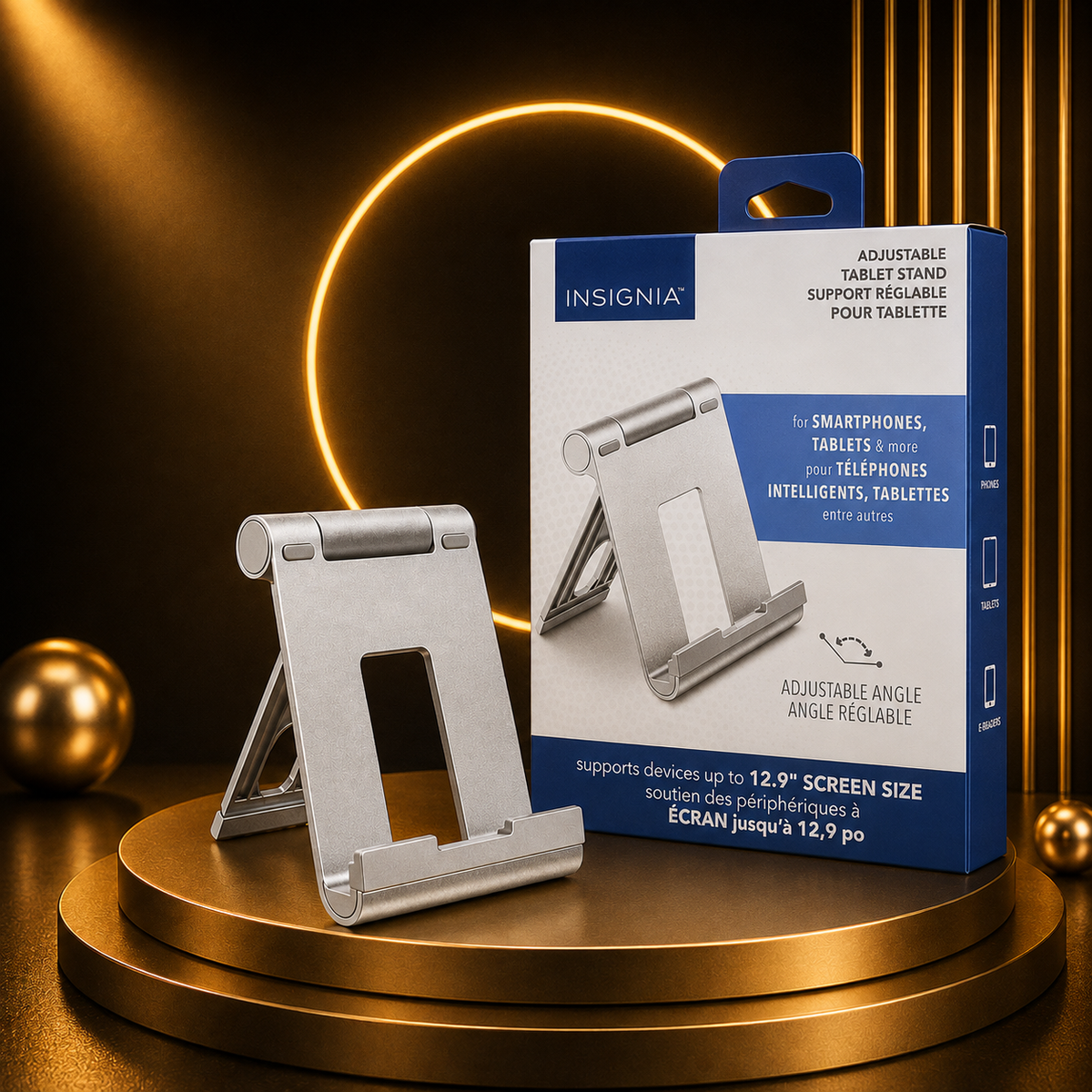 Insignia Adjustable Tablet Stand – Up to 12.9" | Adjustable Angle