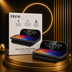 iHome 2-in-1 Wireless Charging Alarm Clock – Qi Certified