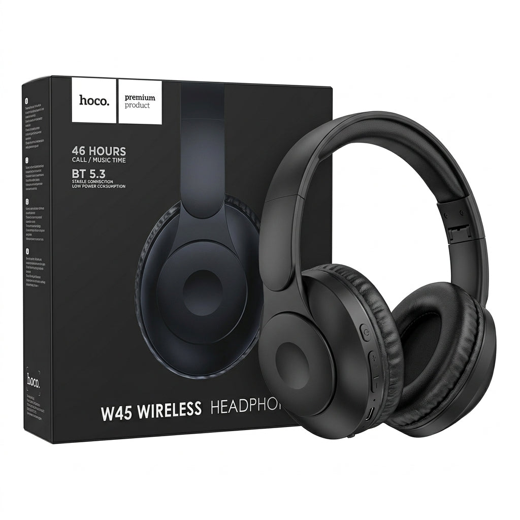 Hoco W45 Wireless Bluetooth 5.3 Over-Ear Headphones (Black)