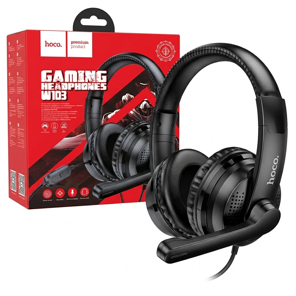 Hoco W103 Wired Gaming Headphones with Mic (Black)