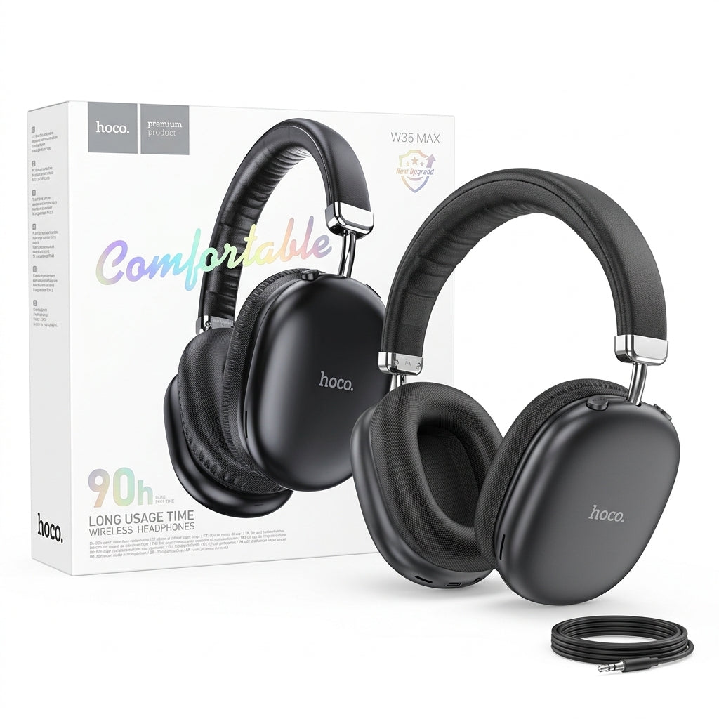 Hoco W35 Max Hi-Fi Wireless Bluetooth Over-Ear Headphones (Black)
