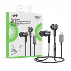 Belkin SoundForm USB-C Wired Earbuds with Adjustable Volume Limiter