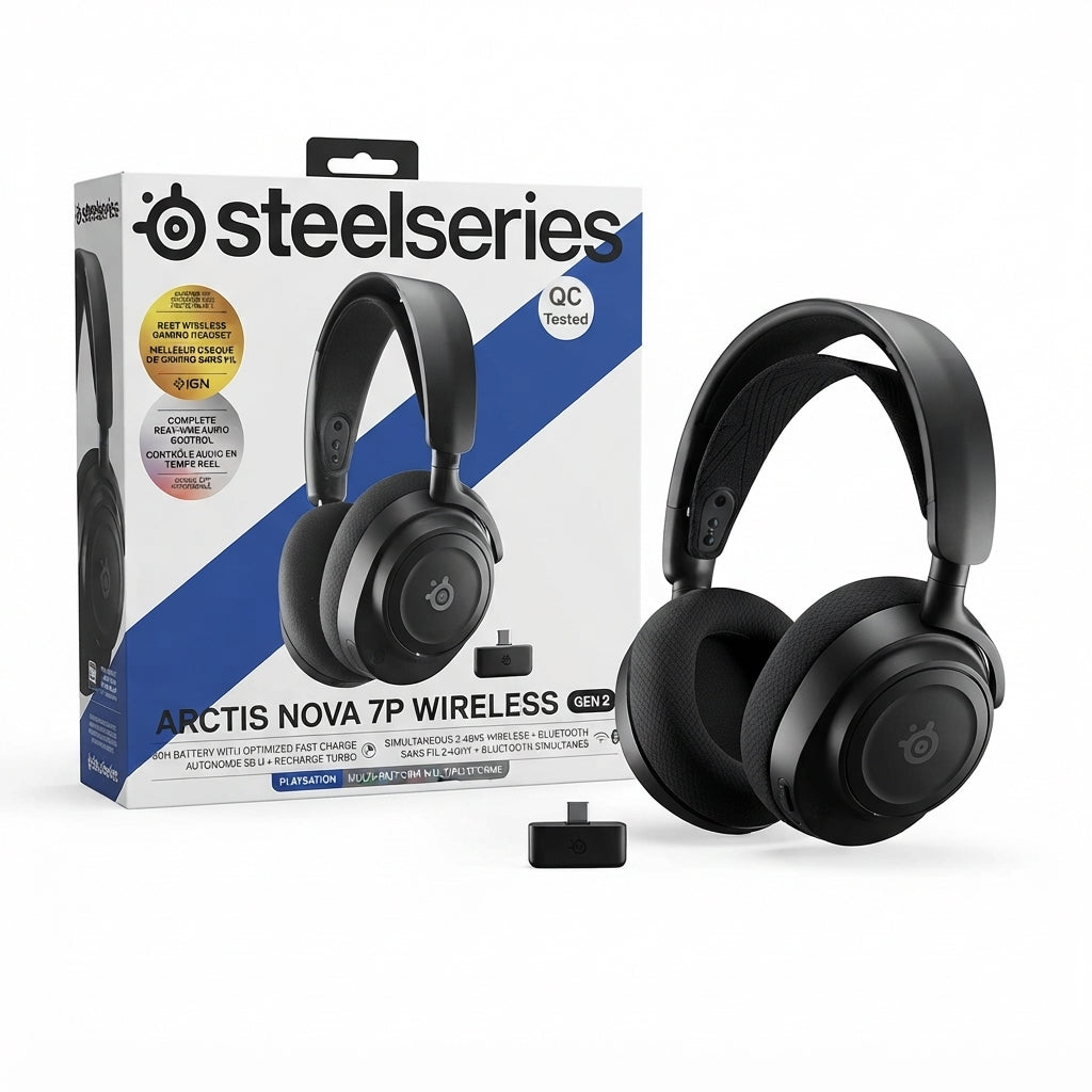 SteelSeries Arctis Nova 7P Wireless Gen 2 Gaming Headset for PlayStation, PC, and Mobile (Black)