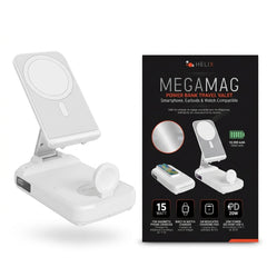 Helix MegaMag 10,000 mAh 3-in-1 Magnetic Power Bank Travel Valet – Foldable Wireless Charging Stand for iPhone, Apple Watch & AirPods
