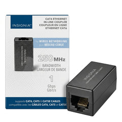 Insignia CAT6 Ethernet In-Line Coupler (1 Gbps / 250 MHz) – RJ45 Network Cable Extender Adapter