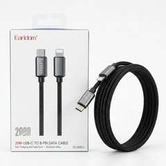 Earldom 20W USB-C to 8-Pin Lightning Cable (2m / 6.5ft) – Braided Aluminum Alloy Fast Charging & Data Sync Cable for iPhone & iPad