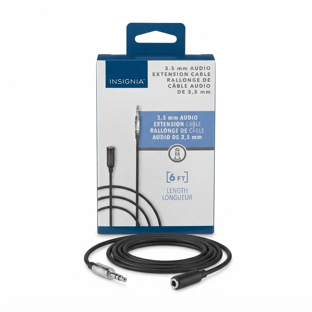 Insignia 3.5mm Audio Extension Cable – 6 ft – Black
