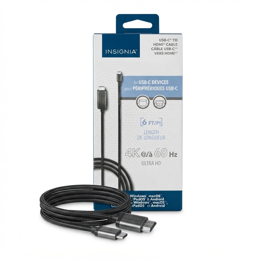 Insignia 6 ft USB-C to HDMI Cable – 4K 60Hz – Black