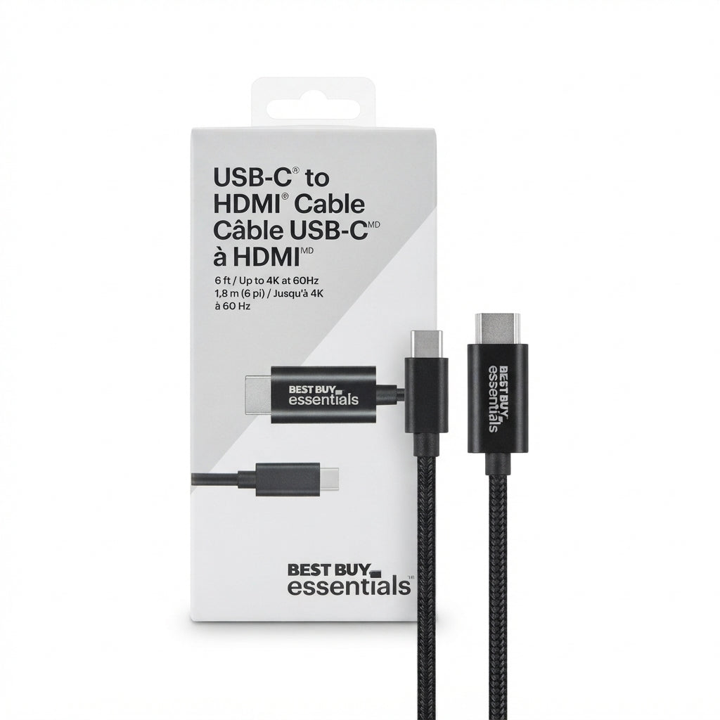 Best Buy essentials™ 6' USB-C to HDMI Cable – 4K at 60Hz, Black