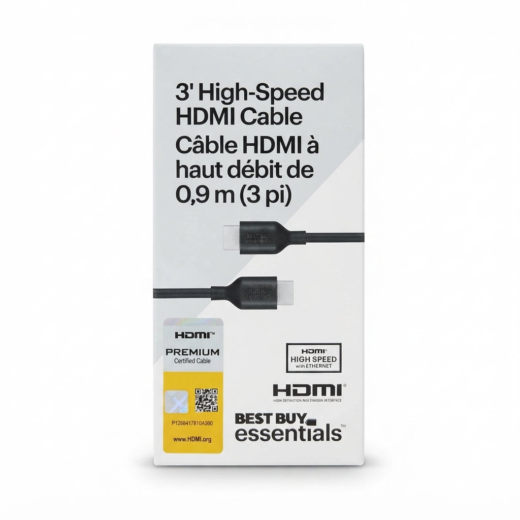 Best Buy essentials™ 3' 4K Ultra HD HDMI Cable – 4K 60Hz, 18Gbps, Black
