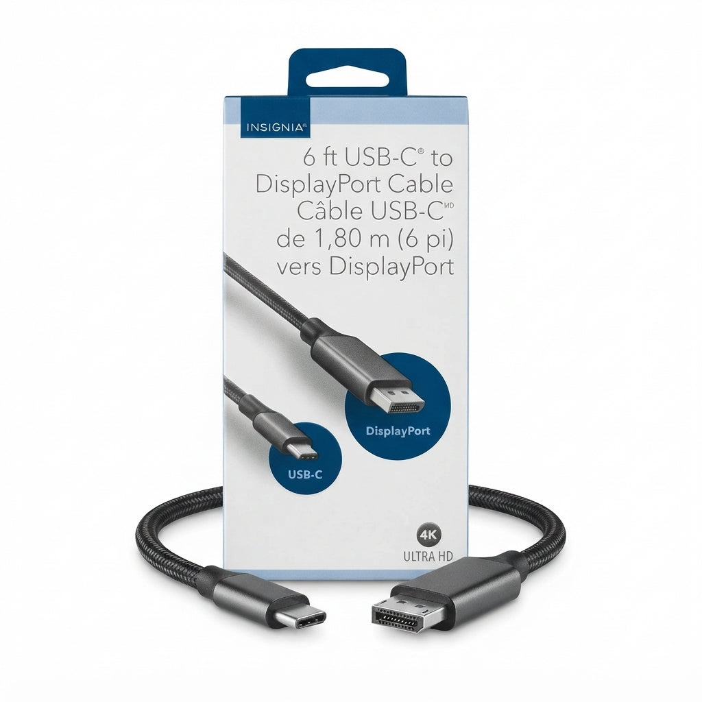 Insignia™ 6' USB-C to DisplayPort Cable – 4K 60Hz, Black