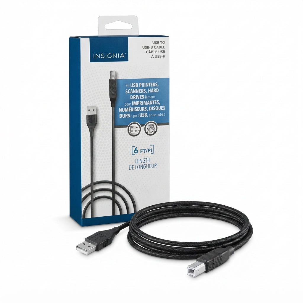 Insignia 6' USB to USB-B Printer Cable – Black | USB 2.0, 480 Mbps