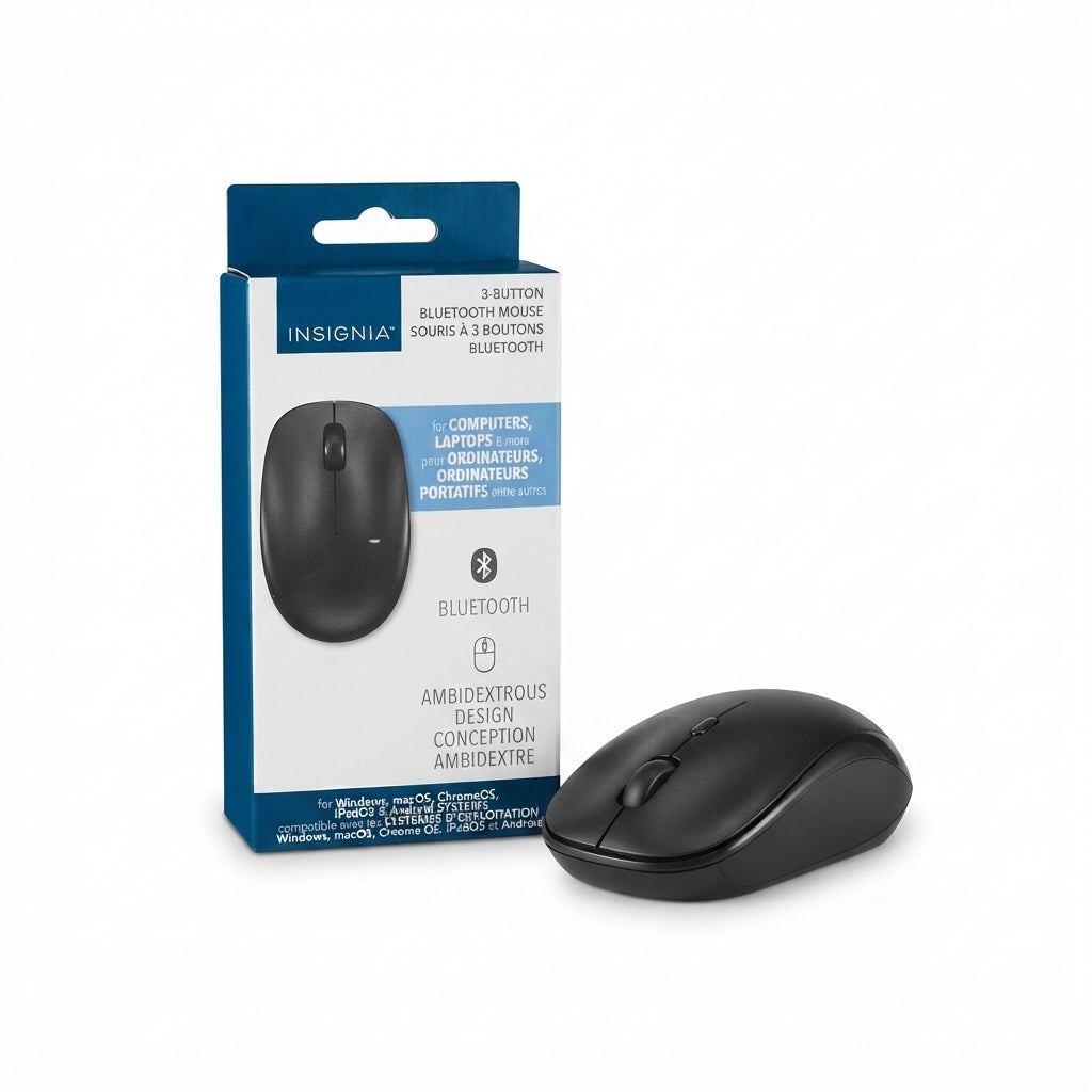 Insignia 3-Button Bluetooth Mouse – Ambidextrous Wireless Mouse