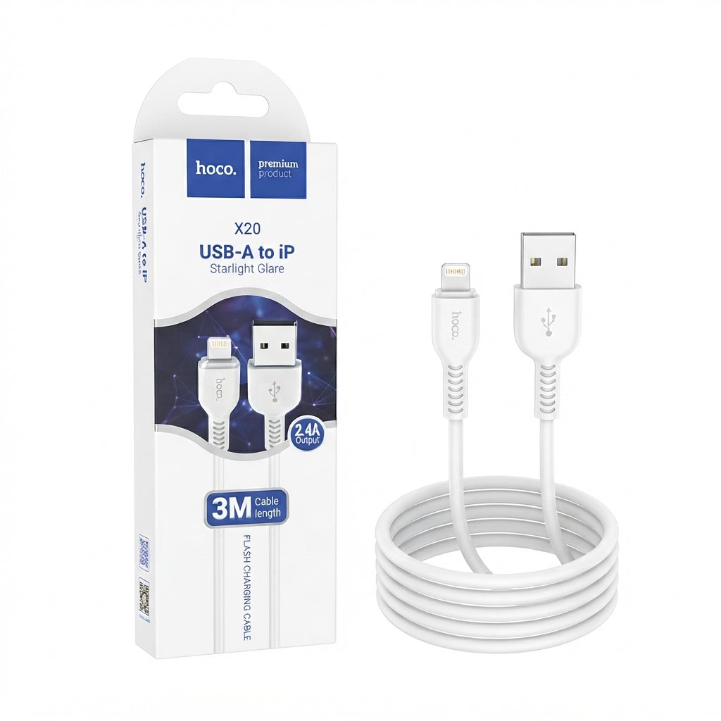 Hoco X20 Starlight Glare USB-A to IP Charging and Data Cable (3m)