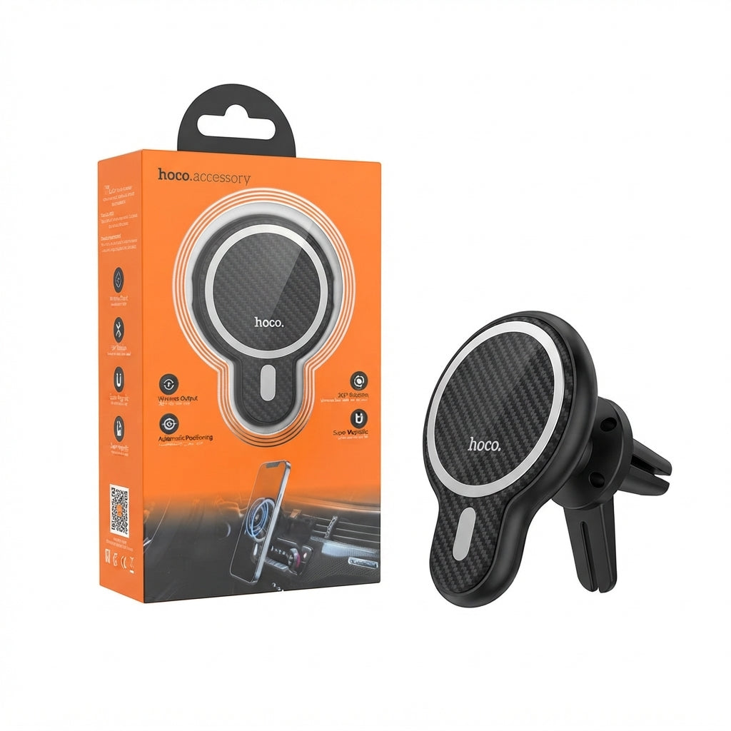 Hoco Magnetic Wireless Car Charger and Air Vent Phone Mount (15W Fast Charging)
