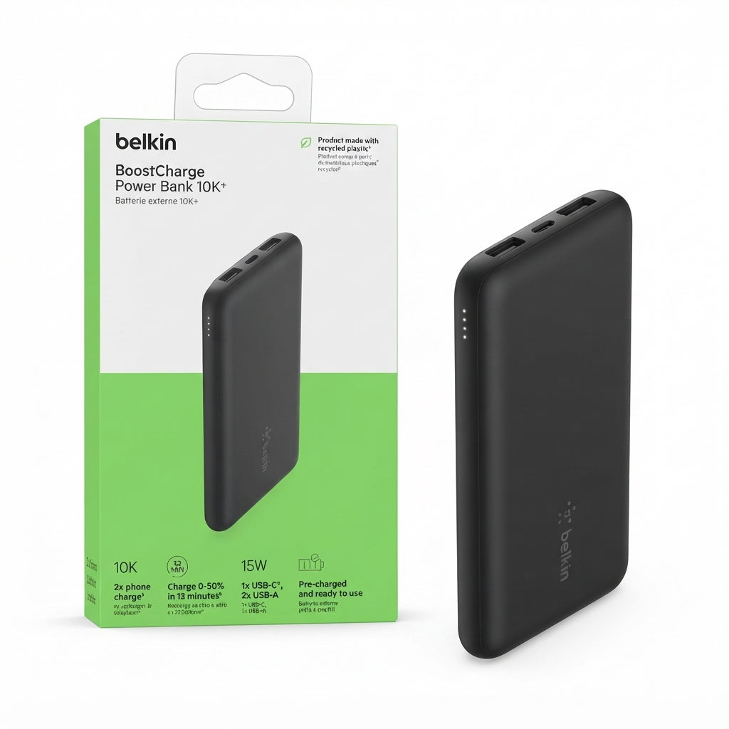 Belkin BoostCharge Power Bank 10K – Black | 15W Portable Charger