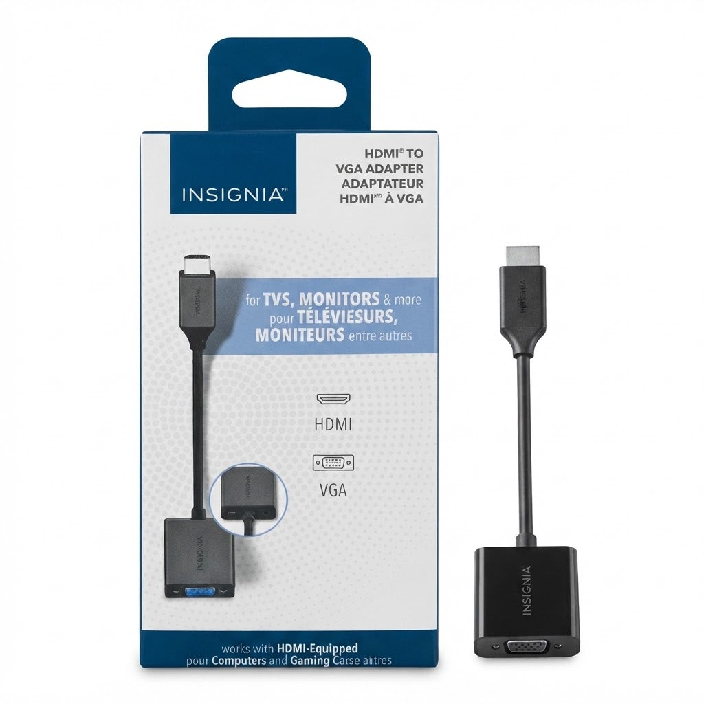 Insignia HDMI to VGA Adapter – Compact Video Converter Dongle for Laptops, PCs, Gaming Consoles, Monitors & Projectors